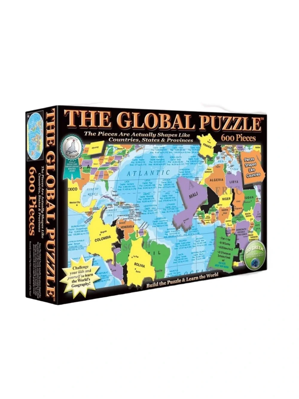 The Global Puzzle 600-Piece World Map Puzzle Age 8 Plus Puzzles Educational Toys